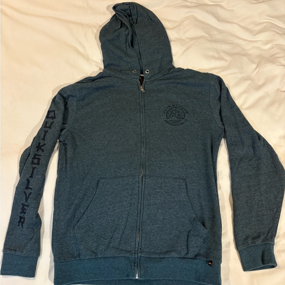 Quiksilver Men's blue/charcoal zip-up hoodie - Picture 2 of 4